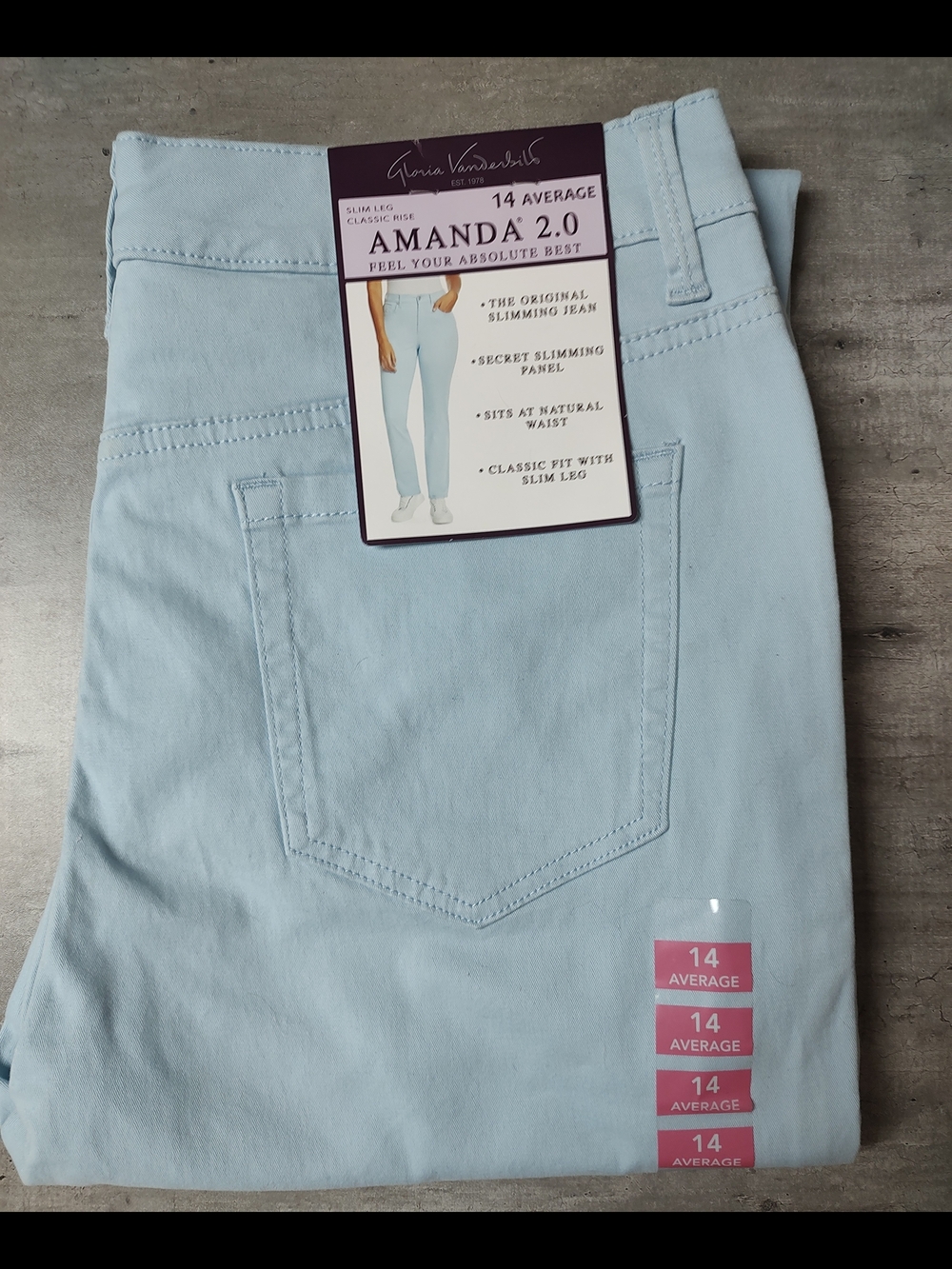 Gloria Vanderbilt Amanda 2.0 Slim Leg Jeans in Pale Sky Blue.  Light Blue